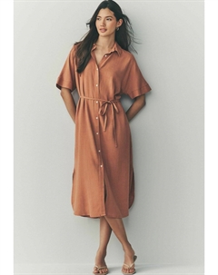 Платье-рубашка SLEEVE TIE WAIST MIDI, коричневый Next