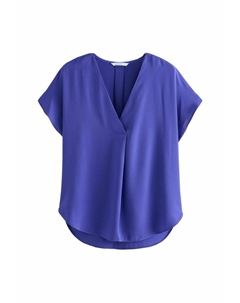 Блуза RELAXED FIT SHORT SLEEVE OVERHEAD V-NECK , синий Next