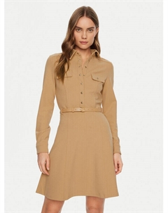 Платье-Рубашка стандартный крой W5RK93 KCBO2, бежевый Guess