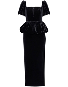Бархатное платье с баской, черный Self-portrait
