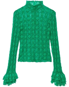 Футболка с кружевными манжетами, зеленый Msgm