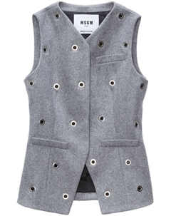 Длинный жилет с люверсами, серый Msgm
