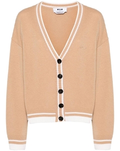 Кардиган с вышитым логотипом, нейтральный цвет Msgm