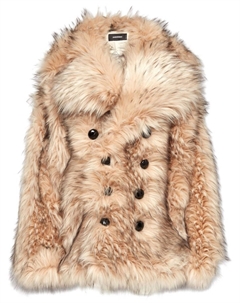 Двубортная шуба из искусственного меха, нейтральный цвет Dsquared2
