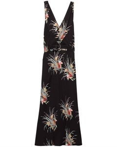 Платье миди с цветочным жаккардом, черный Prada