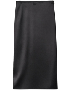 Шелковая юбка миди с завышенной талией, черный Miu miu