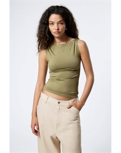 Топ без рукавов с вырезом-лодочкой Энни, хаки Weekday