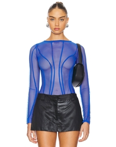 Боди из сетчатой ткани twist, синий Ow collection