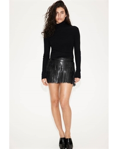 Мини-Юбка с покрытием и бахромой, черный H&m