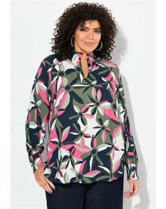 Блуза SMOCKED COLLAR FLOWER PRINT, оливковый Ulla popken
