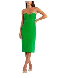Облегающее платье миди без бретелек с закрученным верхом, зеленый Mac duggal