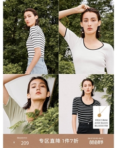 Шелковая полосатая футболка с круглым вырезом, черный Mai meng