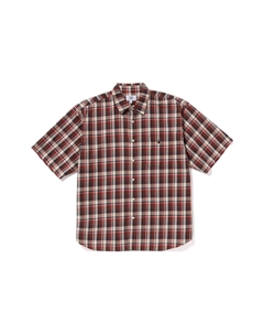 BAPE Mini Ape Head Check свободная рубашка S/S, красный A bathing ape®