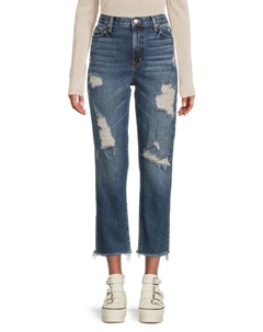 Джинсы The Boyfriend с потертостями и бакенбардами, синий Current elliot