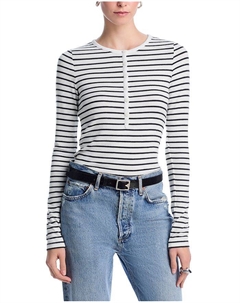 Вязаный полосатый топ Henley, белый Rag & bone