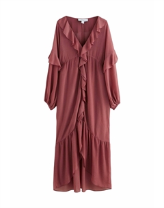 Платье макси LONG SLEEVE RUFFLE , розовый Next