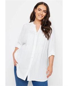 Рубашка с декоративными защипами, белый Yours curve