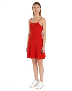 Платье-спагетти Tommy Jeans "TJW ESSENTIAL STRAP FLARE DRESS", с регулируемыми бретельками-спагетти, малиновый Tommy hilfiger