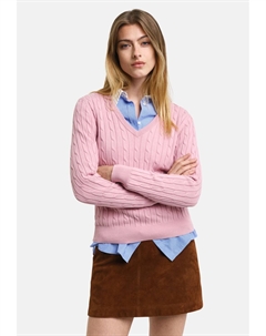Джемпер STRETCH CABLE V-NECK, розовый Gant