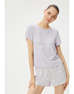 Пижамный комплект SHORT SLEEVE CREW NECK SET, сиреневый Koton