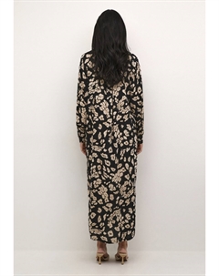 Платье макси, черное песочное с леопардовым принтом Kaffe