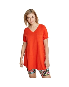 Женская туника трапециевидного силуэта с v-образным вырезом больших размеров, цвет Spice Red Ellos