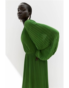 Плиссированное шифоновое платье, зеленый H&m