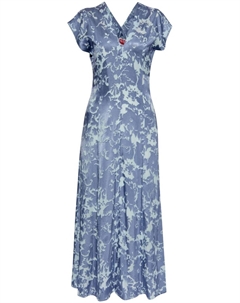 Атласное платье макси Flower Camo, синий Kenzo