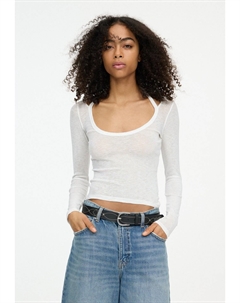 Топ с длинными рукавами DOUBLE-LAYER WITH STRAPS , белый Pull & bear