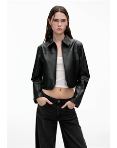 Куртка из искусственной кожи CROPPED, черный Pull & bear