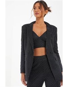 Блейзер из блесток и страз, черный Quiz