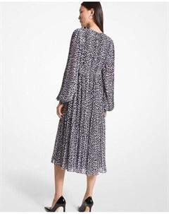 Платье миди из жоржета с леопардовым принтом, черный Michael michael kors