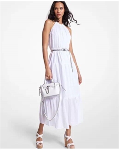 Длинное хлопковое платье с воротником-хомутом, белый Michael michael kors