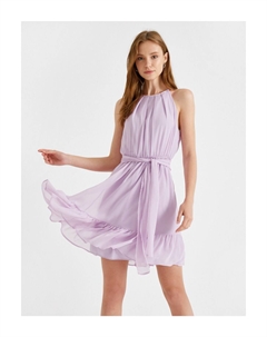 Женское сиреневое платье с бретелькой на шее и поясом, фиолетовый Koton