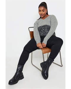 Джемпер в стиле колор блок, серый Yours curve