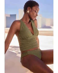 Танкини с глубоким вырезом в стиле колор-блок для контроля живота, зеленый Next