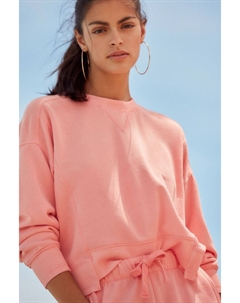 Толстовка с круглым вырезом незашитым низом и эффектом застиранности, розовый Next