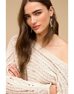 Вязаный топ с длинными рукавами и открытыми плечами, белый Next