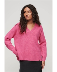 Свитер оверсайз с V-образным вырезом, розовый Superdry