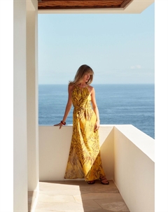 Летнее платье макси на узких бретелях, желтый Next