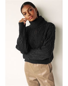 Водолазка крючком ажурным швом, черный Next