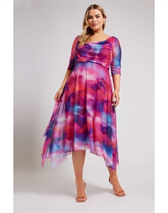 Сетчатое платье миди London Curve с драпированным вырезом, розовый Yours