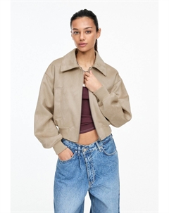 Куртка из искусственной кожи, песочный Pull & bear