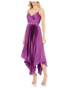 Платье миди из струящегося атласа с плиссе, фиолетовый Mac duggal