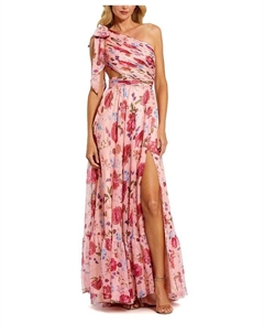 Платье на одно плечо с боковым вырезом, слоновая кость/кремовый Mac duggal