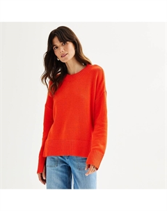 Женский свитер с круглым вырезом и боковыми разрезами, цвет Orange Hibiscus Sonoma goods for life