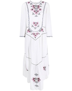 Ярусное платье миди с вышивкой, белый Isabel marant