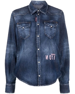 Джинсовая рубашка с логотипом, синий Dsquared2