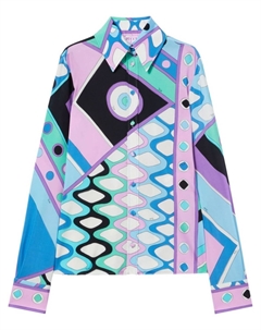 Атласная рубашка с принтом Vivara, синий Pucci