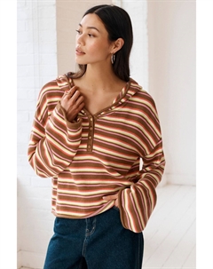 Толстовка с капюшоном и вырезом на пуговицах, коричневый Next